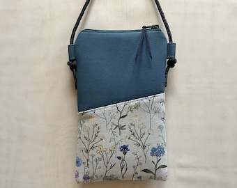 Handytasche zum Umhängen/vegan /Hochwertiges Kunstleder, jeansblau