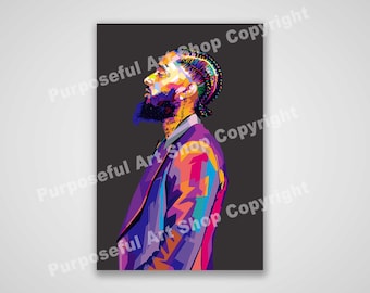 Nipsey Hussle - Ready to Hang Art Canvas - Vibrant & Colorful - Hip Hop Street Art