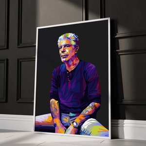 Anthony Bourdain RIP - Tela de arte pronta para pendurar - vibrante e colorida