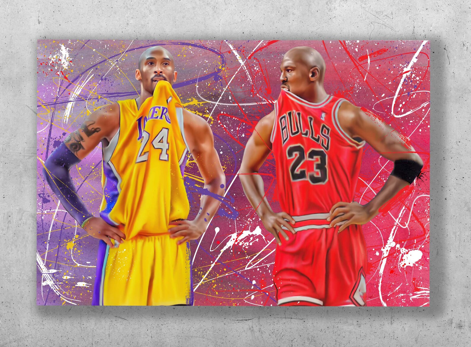 Unique Kobe Bryant Michael Jordan Abstract Art Canvas Ready to Etsy