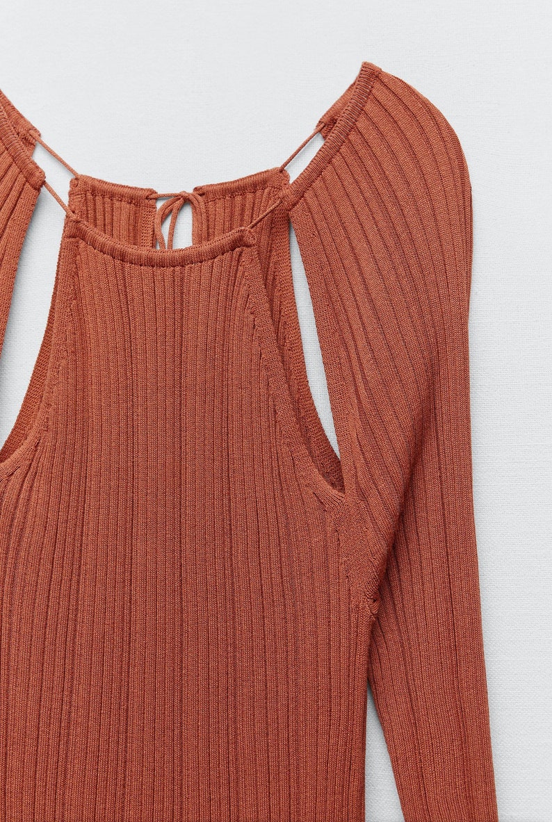 Zara Russet Cut Out Shoulder Knit Dress Size M - Etsy