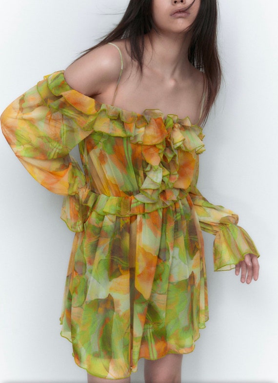 Zara yellow on sale tulle dress