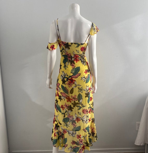 70s Inspired Guess LA Yellow Floral Dress Size M - image 2