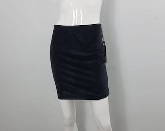 70s Vintage Style Tricotto Mini Stretchy Body Hugging Figure Flattering Velvet Black Skirt Its Not Just Fashion, Its A Life Style XS