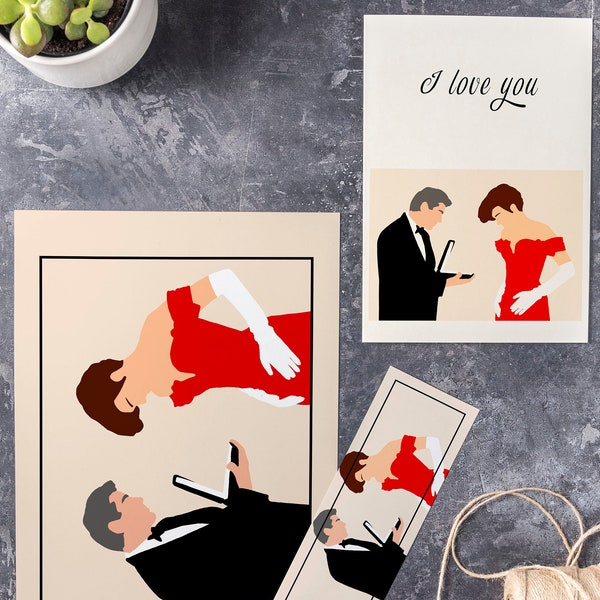 Pretty Woman greeting card, A4 print and bookmark | Vivian Ward and Edward Lewis | Anniversary present for women and men | Last minute gift