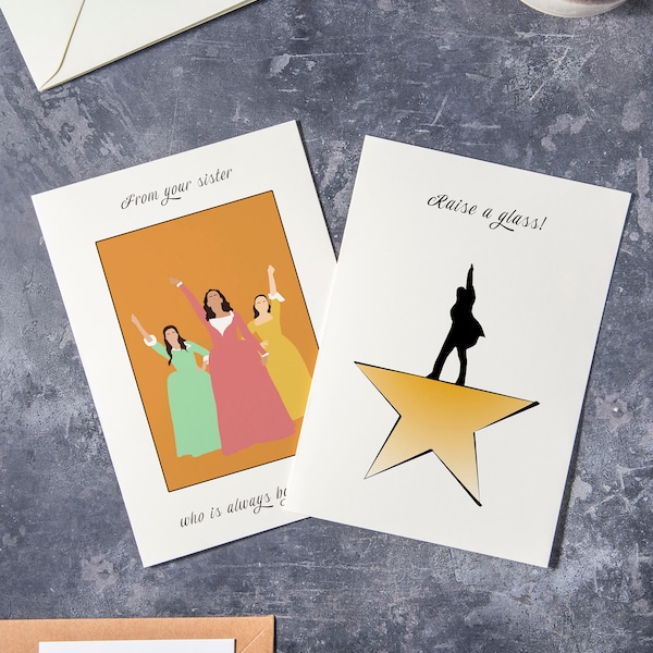 Hamilton musical greeting cards and bookmarks | The Room Where It Happens | From your sister who is always by your side | Last minute gifts