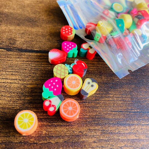 Fruit, Fraise, Ananas, Argile Mixture Cerise, Perles Fimo/Pâte Polymère, Bijoux, Fabrication de Bracelets, Kit de Charmes,