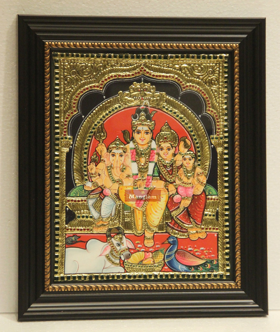 THANJAVUR PAINTING of SHIV Parivar Gold Foil Tanjore Painting,large