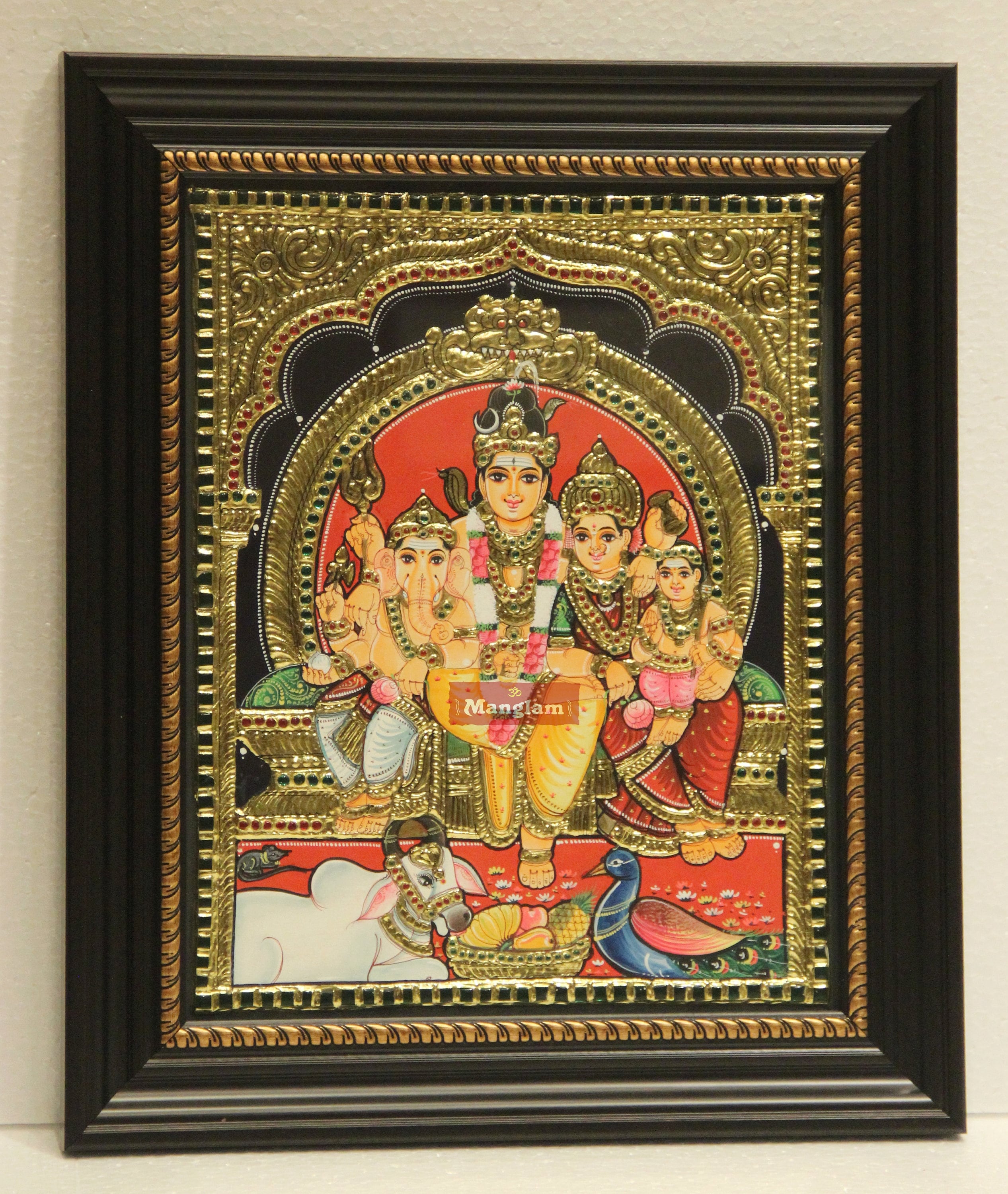 THANJAVUR PAINTING of SHIV Parivar Gold Foil Tanjore Painting,large