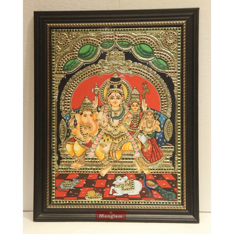TANJORE PAINTING of SHIV Parivar Gold Foil Tanjore Etsy