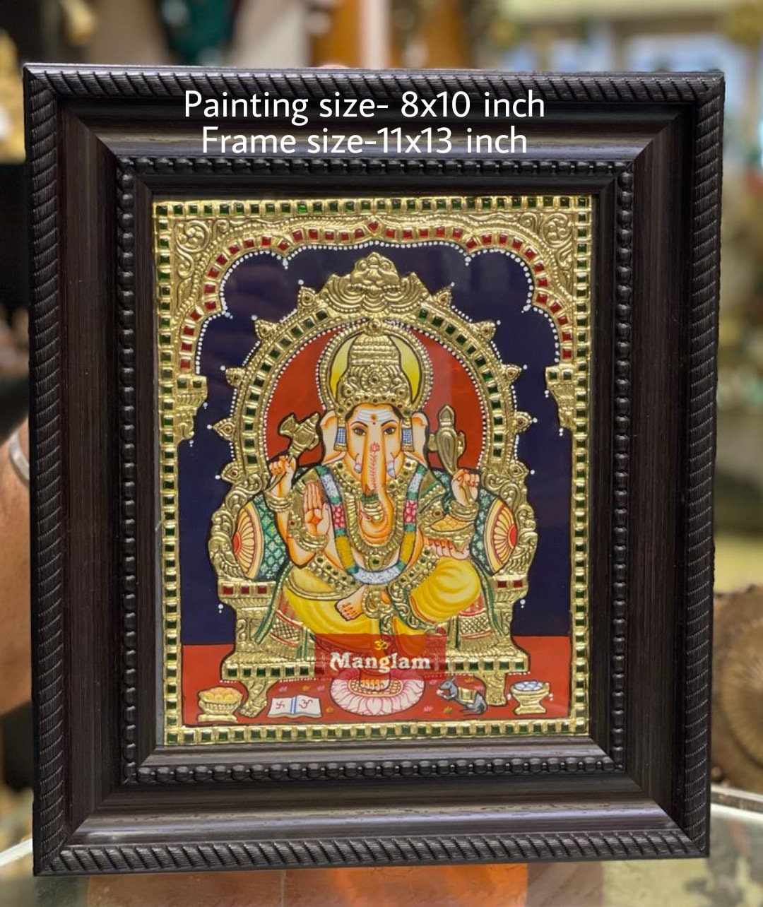 TANJORE PAINTING of GANESHA, Gold Foil Tanjore Painting,large Size Tanjore Painting,vinayaka