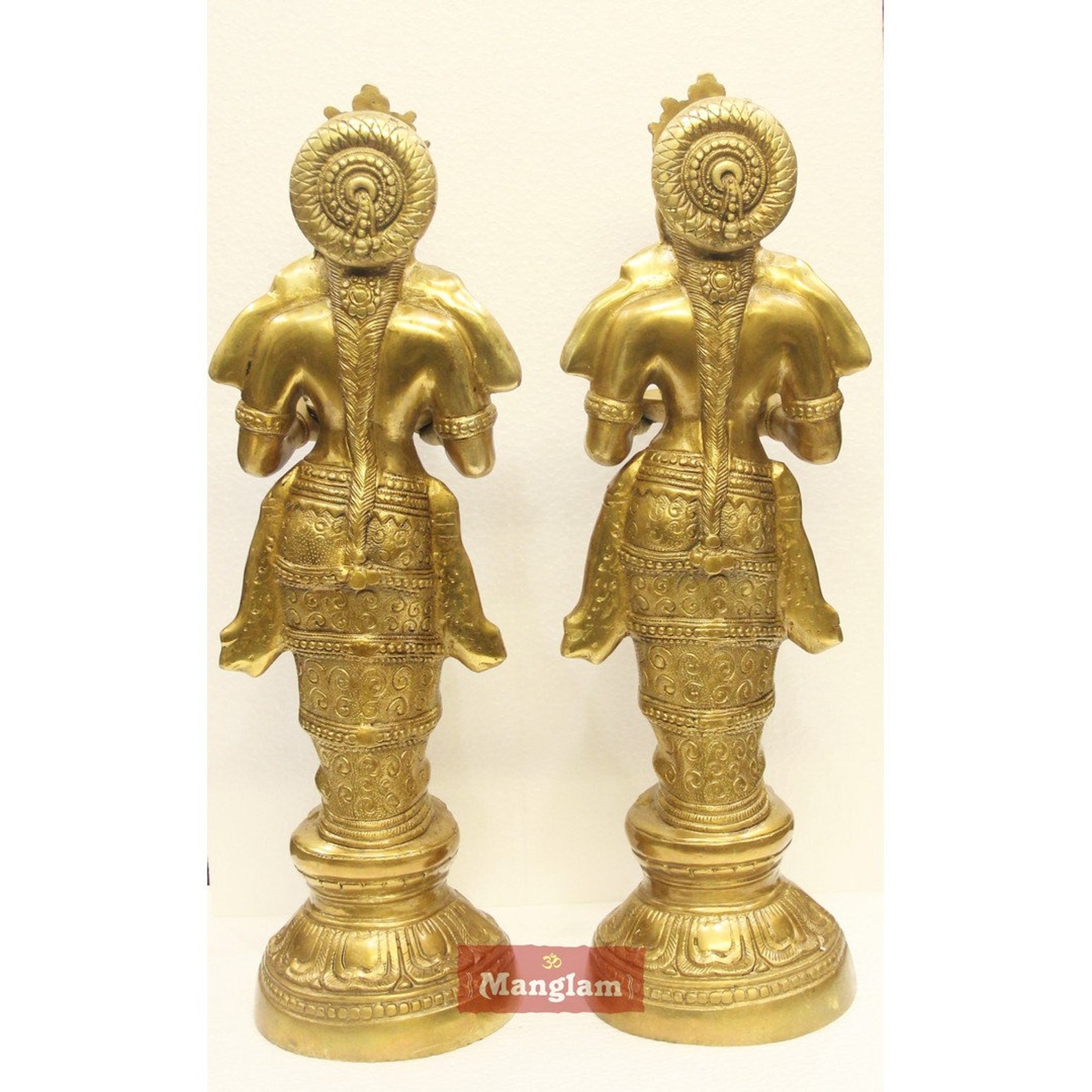 Brass Deep Lady 2pcs ,fine Carving,home and Living,brass Deepam,home ...
