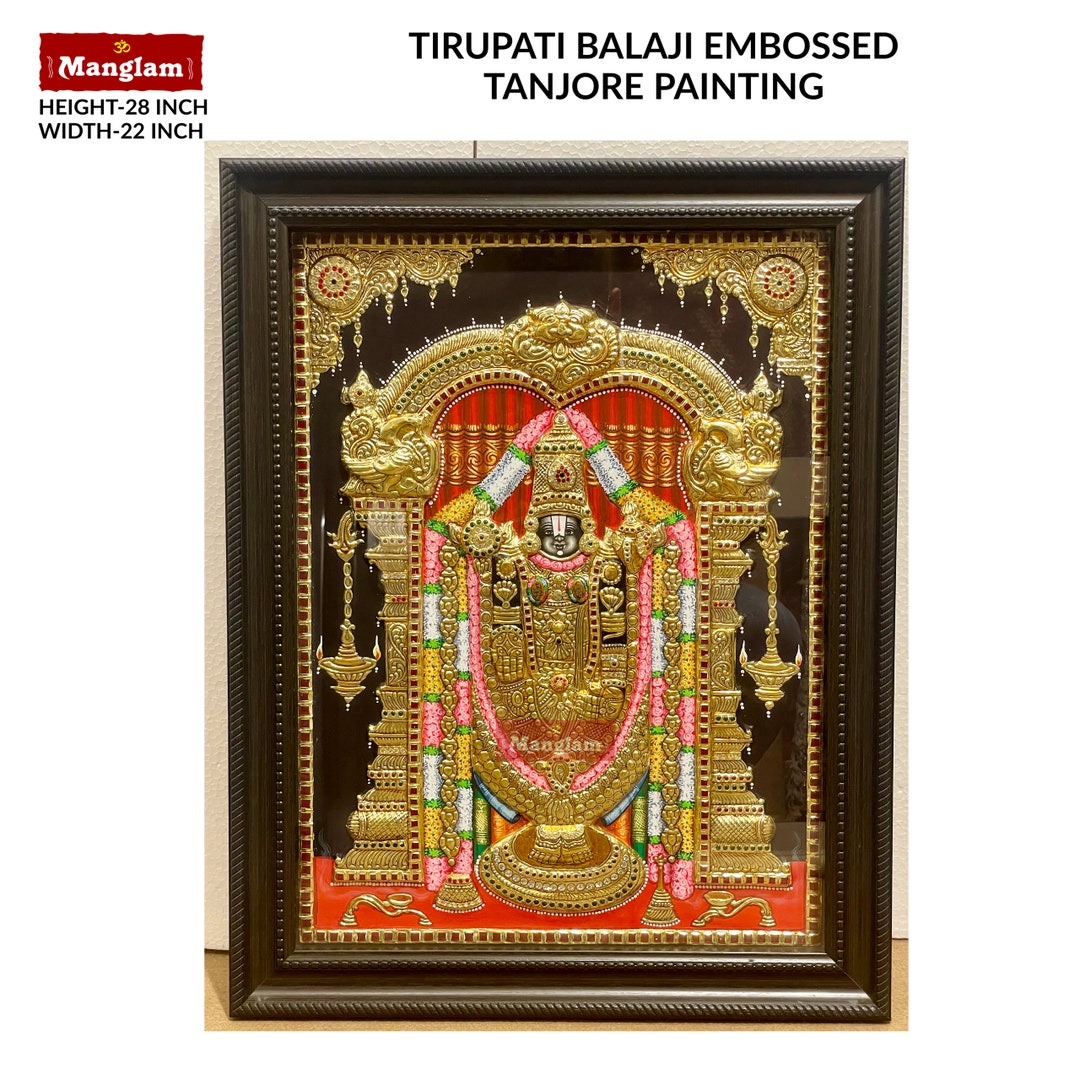 TANJORE PAINTING of Tirupati Balaji Made Using 22ct Pure Gold Foil Tanjore Painting,tanjore