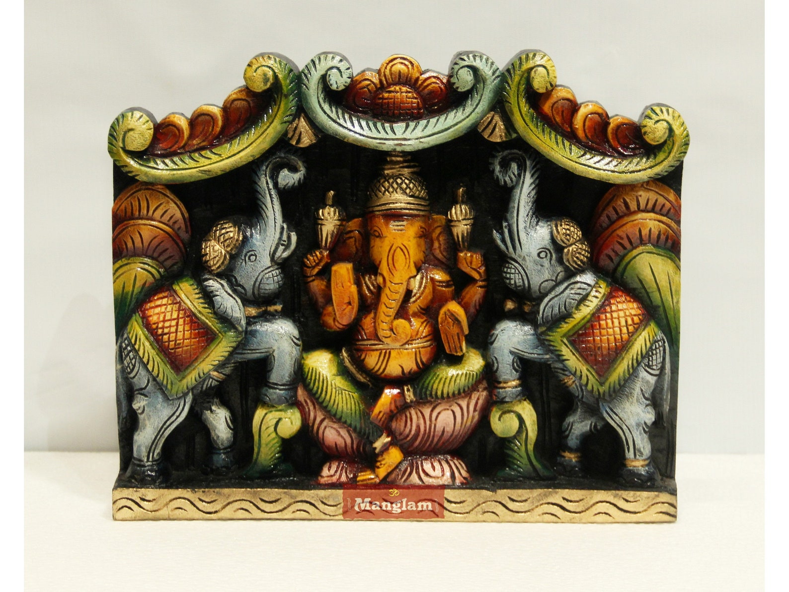 WOOD CARVED Ganesh Wandpaneel dekorative Wandpaneele | Etsy