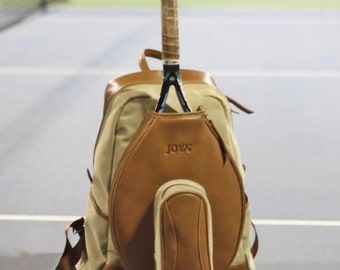 Joya Hand Painted Distressed Leather Backpack Joya Personalized Limited Leather Canvas Hand Made 3 Racket  main image 4