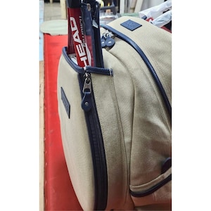 Rucksack Tennistasche | Fach für zwei Schläger | Leder Marine Blau