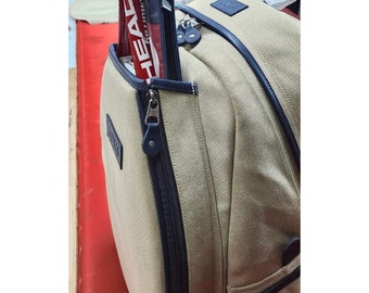 Backpack Tennis Bag | Compartment Two Rackets | Leather Navy Blue