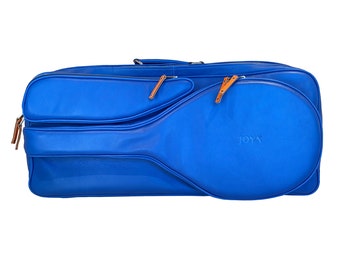 Joya Personalized Top Grain Leather Blue Hand Made 6 Racket Tennis Bag