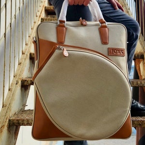 Joya Art Personalized Tan Color Genuine Leather Handmade  Woman Tennis Bag
