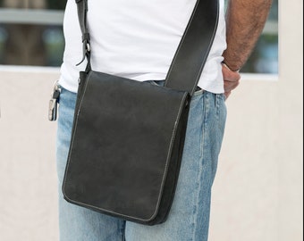 Leather messenger bag