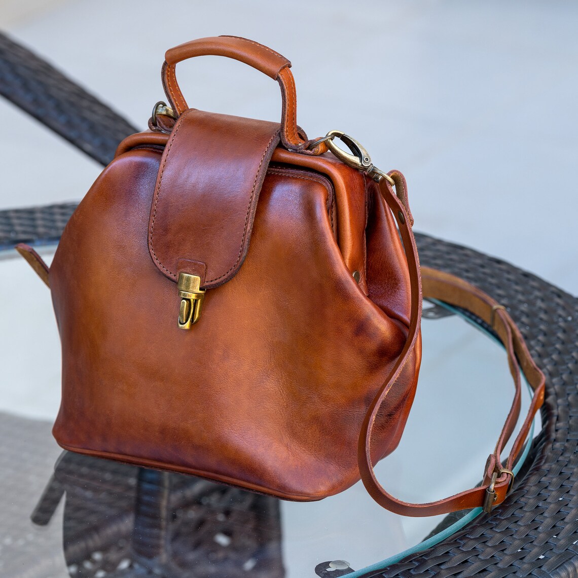 Frame leather bag Etsy