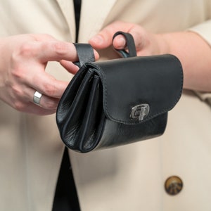 Black Purse For Women Detachable With Belt Women's Genuine Leather Wallet image 5