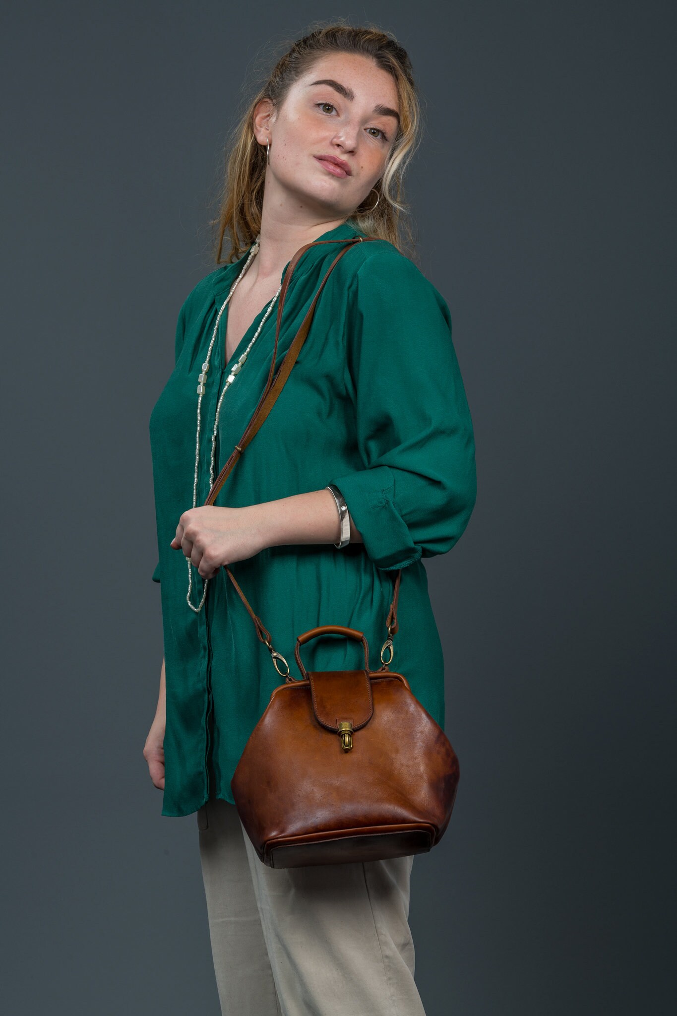 Frame leather bag Etsy