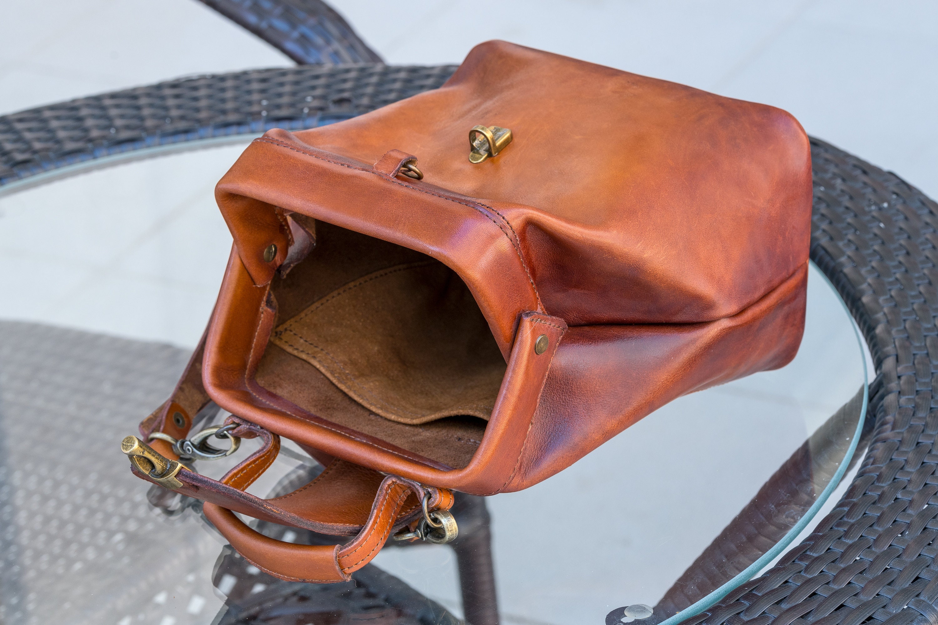 Frame leather bag Etsy