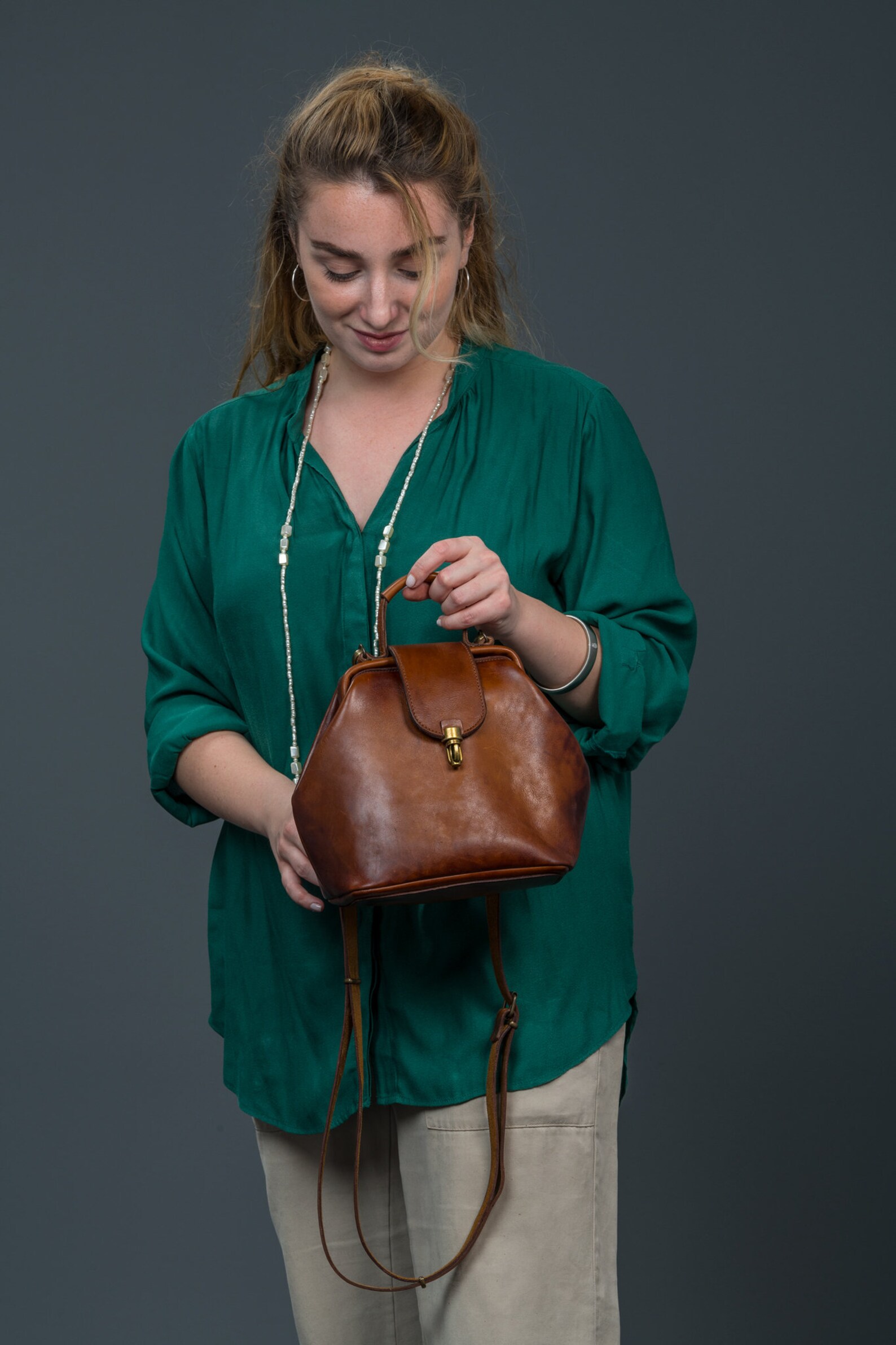 Frame leather bag Etsy