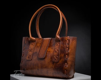 Brown Leather Cowgirl Bag, Light brown western bag