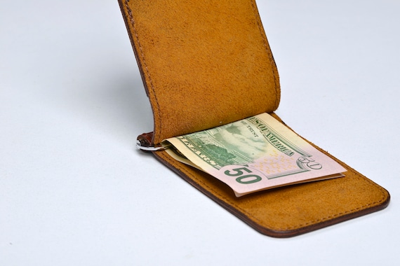 Leather Money Clip Wallet: Thin Card Holder, Personalized - Etsy