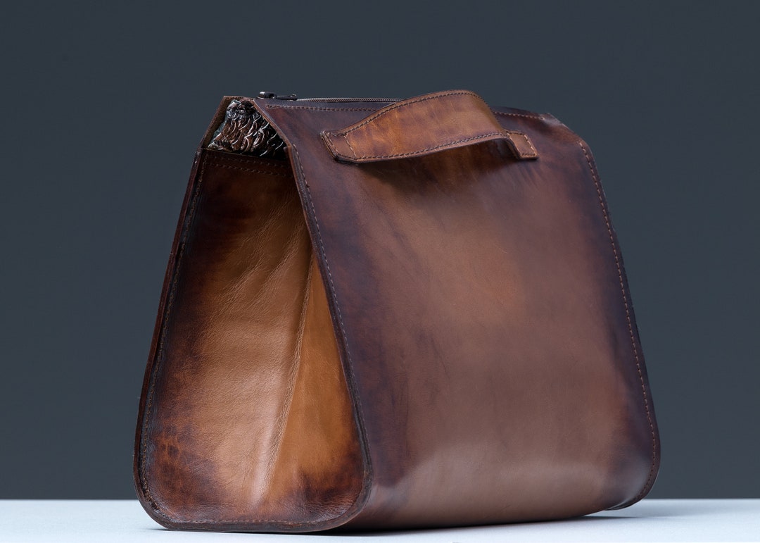 Bags, Tophie Pu Leather Brown Check Lunch Bag