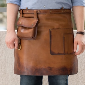 Leather Waist Apron For A Waiter - Half Apron For Servers, Baristas