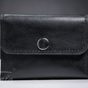 Cartera de cuero negro, porta tarjetas, cómoda cartera ligera - Taiabags