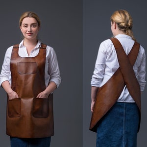 Leather Japanese Apron - Cross back apron for women