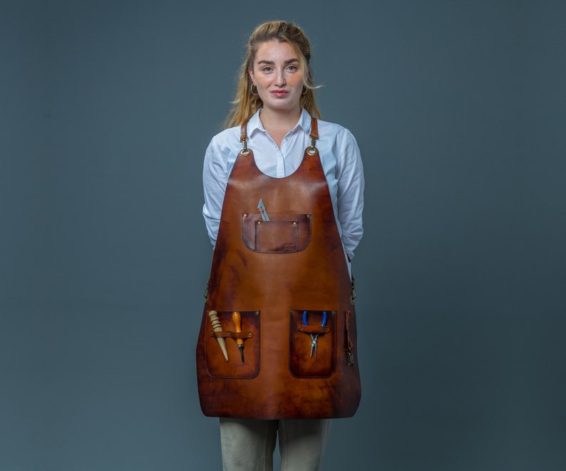 Leather apron for women, Tool apron image 1