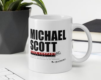 MICHAEL SCOTT Paper Company The Office TV Show Fan Memorabilia Funny Gift Idea for Him for Her for Friend for Colleague Coffee Mug Tea Cup