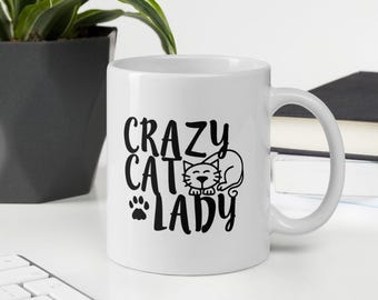 CRAZY CAT LADY マグカップ 猫好きの方へ面白いプレゼント 猫好きのお母さんへのギフトアイデア 彼女へのプレゼント 奥様へのプレゼント 猫好きの友達へのプレゼント コーヒーマグ