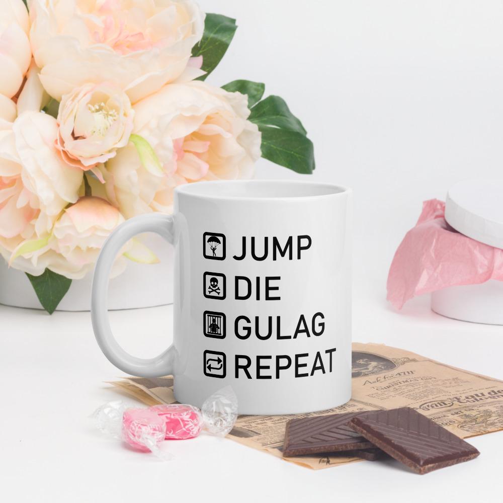Gamer Gift Idea Warzone Coffee Mug Jump Die Gulag Repeat Mug Funny COD ...