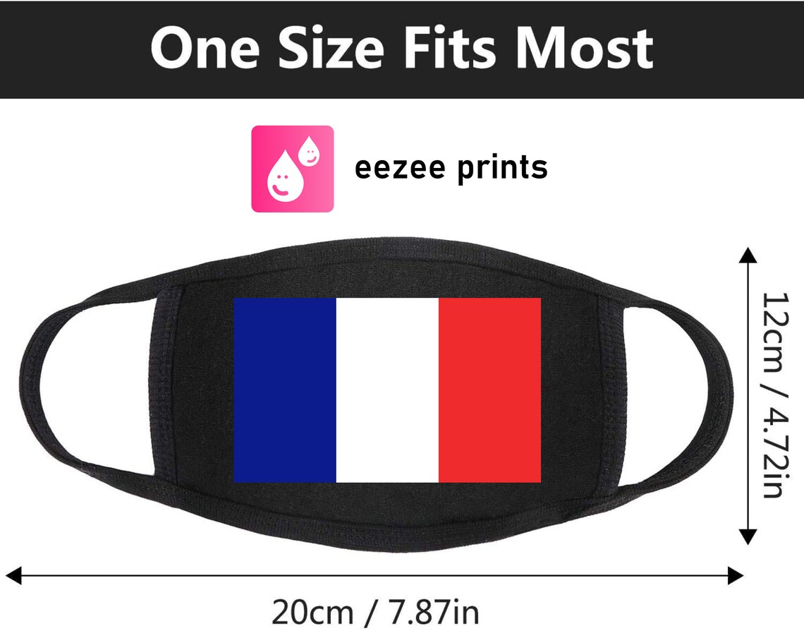 FRANCE French Flag Face Mask Covering Washable & Reusable Etsy