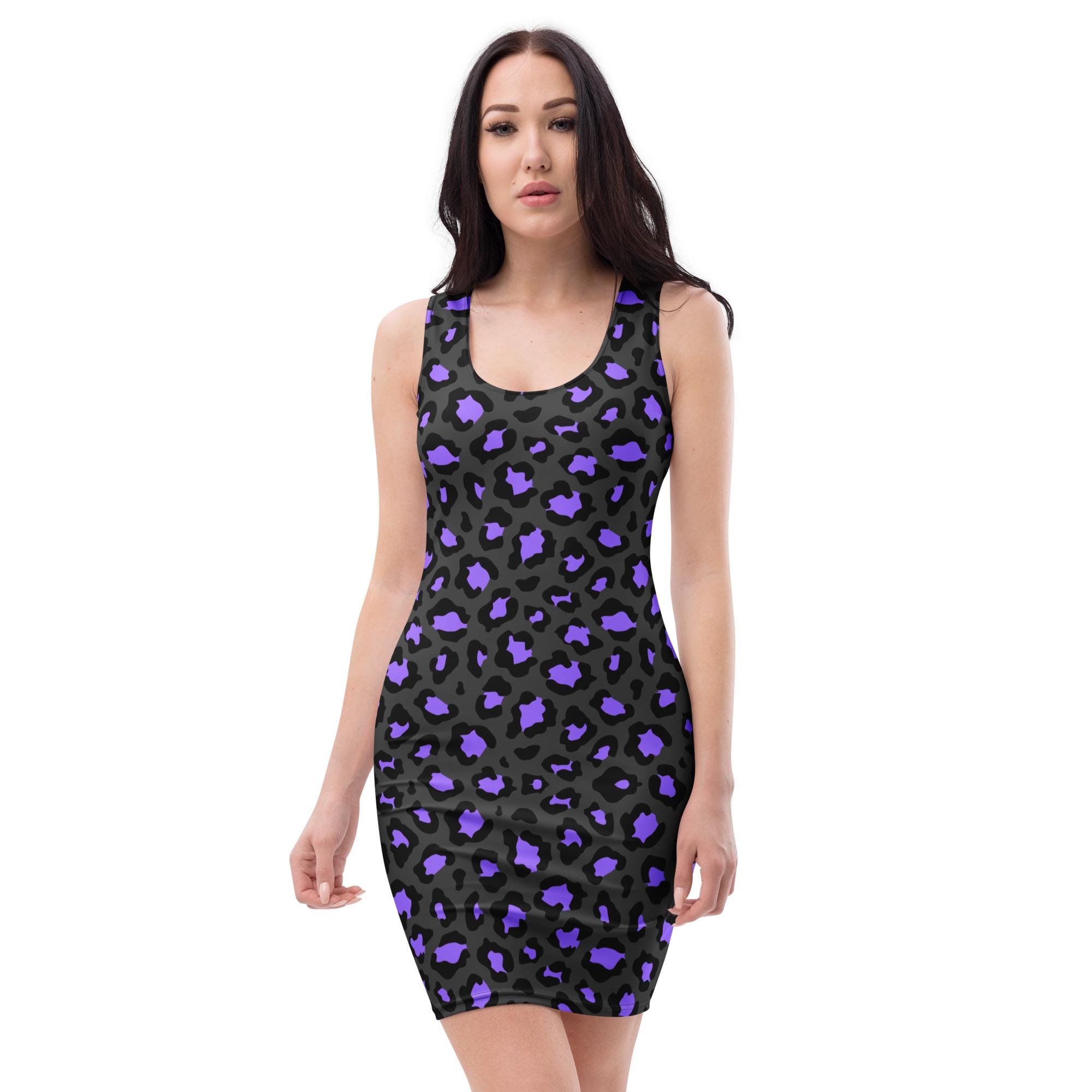 fitted lace wedding dress Clara Purple Leopard Print Mini Dress – Girl In Mind main image 0