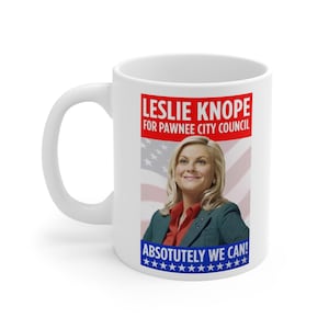 LESLIE KNOPE Mug For Pawnee City Council Parks and Recreation TV Show Fan Gift Idea for Her for Best Friend for Colleague Coffee Mug Tea Cup