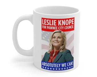 LESLIE KNOPE Mug For Pawnee City Council Parks and Recreation TV Show Fan Gift Idea for Her for Best Friend for Colleague Coffee Mug Tea Cup
