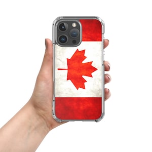 Canada Flag Phone Case Clear MagSafe® iPhone Case Canadian Flag Phone Case Slim Transparent Phone Cover with Wireless Charging Compatibility