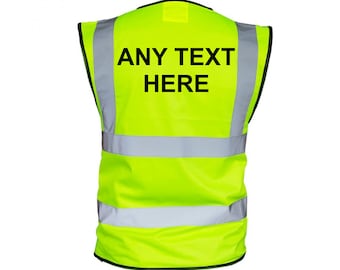 Hi-Vis Vest Safety Jacket PERSONALISED Zip Up Event Staff Security Builders Engineers Skiing Any Name or Text Can Be Printed Funny Nickname