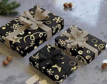 Carta da regalo natalizia nera e oro / Carta da regalo natalizia elegante nera e oro / Carta da regalo con motivo natalizio / Carta da regalo in raso di lusso