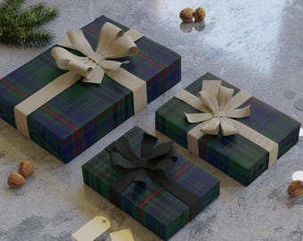 Grüne Tartan-Valentinstags-Geschenk-Verpackung | Elegantes Geschenkpapier zum Valentinstag | Schottisches Karo Muster Geschenkpapier | Luxus Satin Geschenkverpackung