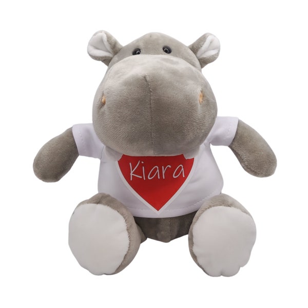 Hippo Toy Teddy Bear PERSONALISED Children's Kid's Soft Plush Animal Baby Boy Girl Son Daughter Boyfriend Girlfriend Gift Idea CUSTOM Name