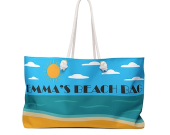Personalisierte Strandtasche Weekender Tragetasche Meer Blau Einkaufstasche Benutzerdefinierte Strandtasche Einkaufstasche Sommer Kurzurlaub Urlaub Schwimmbad Tasche Urlaub