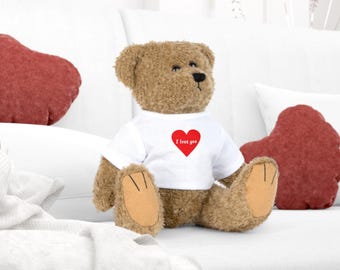 Oso de peluche personalizado, regalo de Navidad para novia, regalo para novio, nombre personalizado, texto o foto, camiseta, juguete de peluche suave, baby shower